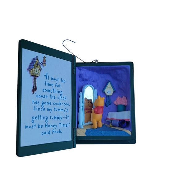 Vintage Winnie the Pooh Book Ornament “Honey Time” Clock Scene Hallmark Style - Picture 4 of 10